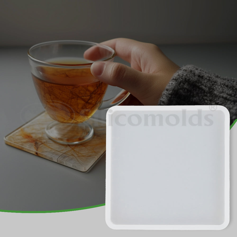 SILICOMOLDS - 4" X 4" X 5MM SQUARE COASTER MOLD - URP164-RM